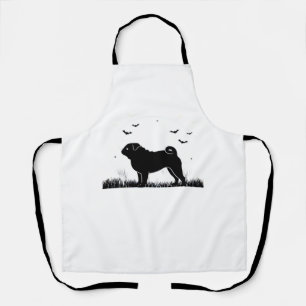 Pug Dog – Halloween Moon Silhouette Classic T-Shir Apron