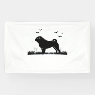Pug Dog – Halloween Moon Silhouette Classic T-Shir Banner