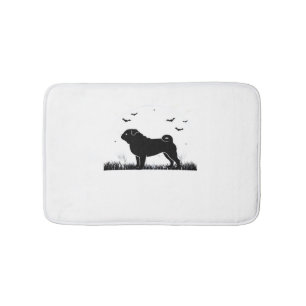 Pug Dog – Halloween Moon Silhouette Classic T-Shir Bath Mat