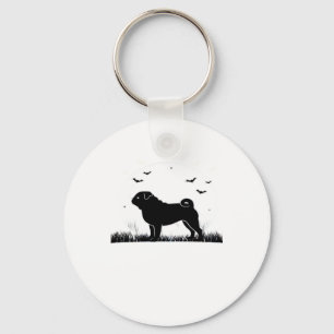 Pug Dog � Halloween Moon Silhouette Classic T-Shir Key Ring