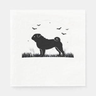 Pug Dog – Halloween Moon Silhouette Classic T-Shir Napkin