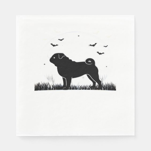 Pug Dog – Halloween Moon Silhouette Classic T-Shir Napkin (Front)