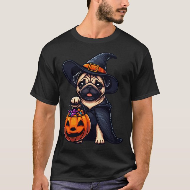 Pug Dog Halloween T-Shirt (Front)