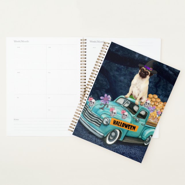Pug Dog Halloween Truck Scary Night Planner (Display)