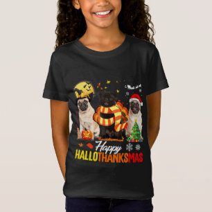 Pug Dog Happy Hallothanksmas Cute Pug Dog Thanksgi T-Shirt