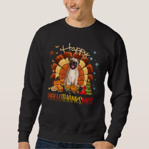 Pug Dog Happy Hallothanksmas Halloween Thanksgivin Sweatshirt
