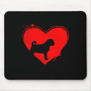 Pug Dog Heart Shape Valentine Dog Lovers Mouse Mat