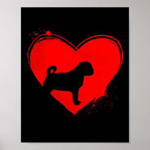 Pug Dog Heart Shape Valentine Dog Lovers Poster