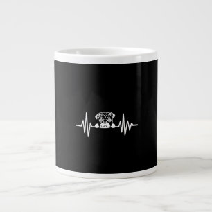 Pug Dog Heartbeat Cute Pug Face Large Coffee Mug