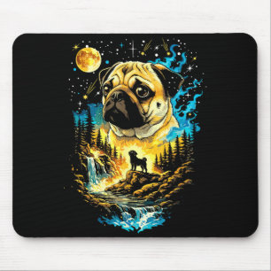 Pug dog howling to the moon vintage funny pug moon mouse mat