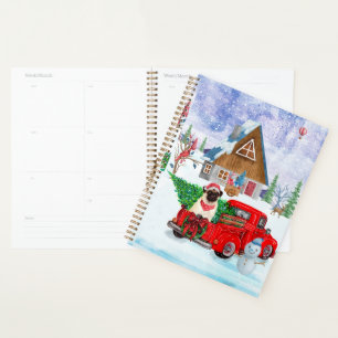Pug Dog In Christmas Delivery Truck Snow Planner