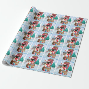 Pug Dog In snow Christmas Dog House Wrapping Paper