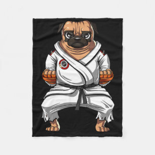 Pug Dog Karate Martial Arts Kickboxing Jiu Jitsu B Fleece Blanket