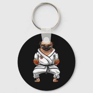 Pug Dog Karate Martial Arts Kickboxing Jiu Jitsu B Key Ring