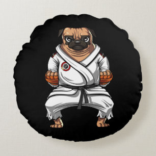 Pug Dog Karate Ninja Martial Arts Pet Round Cushion