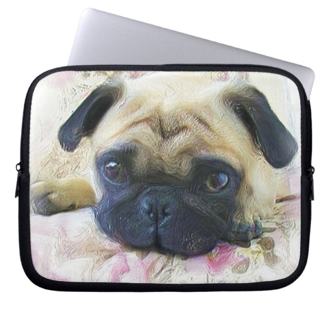 Pug dog laptop sleeve (Front)