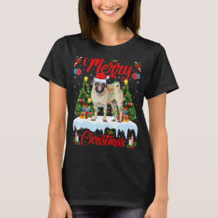 Pug Dog Lights Xmas Tree Santa Pug Christmas T-Shirt