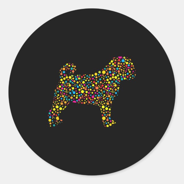 Pug Dog Lka Dot International Dot Day  Classic Round Sticker (Front)