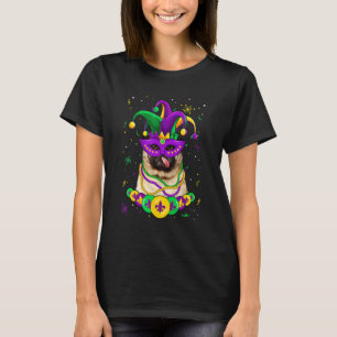 Pug Dog Lover Mardi Gras Carnival Funny Mask Beads T-Shirt