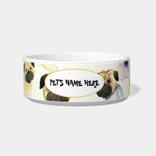Pug dog lover personalised pet bowl