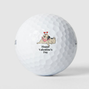 Pug Dog Lovers for Valentine's Day Golf Balls