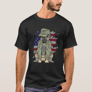 Pug Dog Memorial Day 4th of July American Flag USA T-Shirt