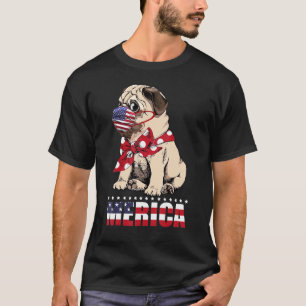 Pug Dog Merica Polka Dot 4th Of July Kids Boys Gir T-Shirt