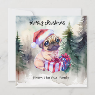 PUG Dog Merry Christmas Holiday Card