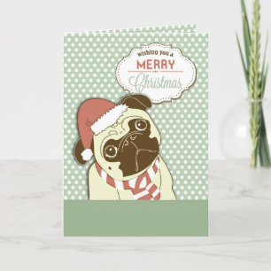 Pug Dog Merry Christmas Holiday Card