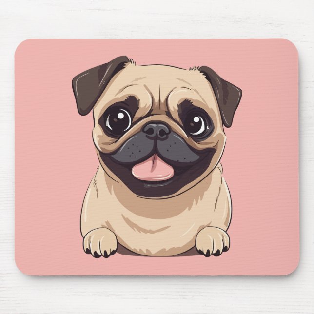 Pug dog mouse mat (Front)