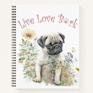 Pug Dog Mum Floral Notebook