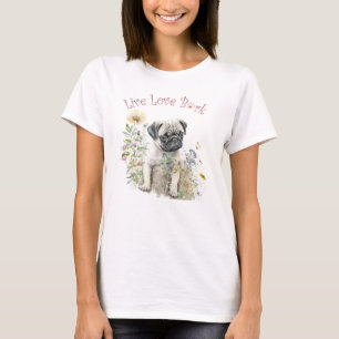 Pug Dog Mum Floral T-Shirt