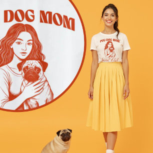 Pug Dog Mum Social Club Line Art for Women T-Shirt