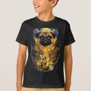 Pug Dog Nature Howling to the Moon Vintage T-Shirt