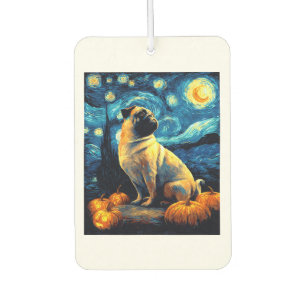 Pug dog of van gogh starry night halloween Funny J Car Air Freshener
