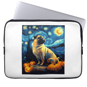 Pug dog of van gogh starry night halloween Funny J Laptop Sleeve