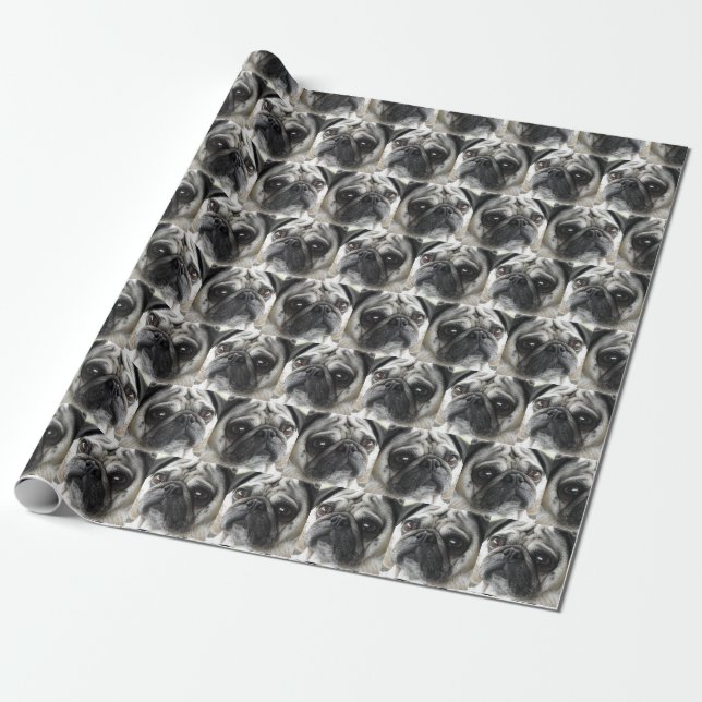 Pug dog pattern wrapping paper (Unrolled)