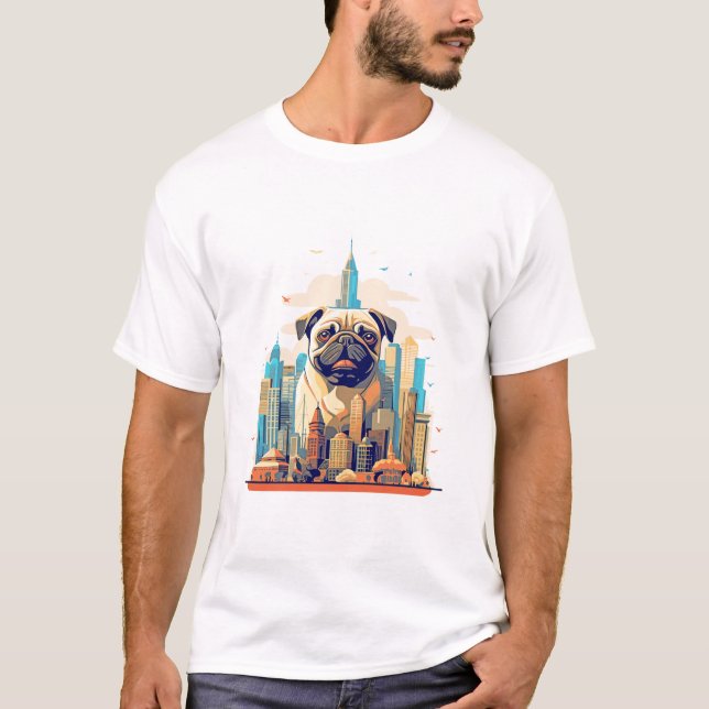 Pug Dog Pet Animal Beauty Nature City Discovery T-Shirt (Front)