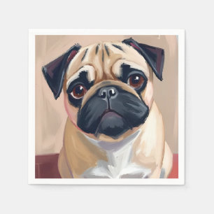 Pug Dog Pet Painting Napkin