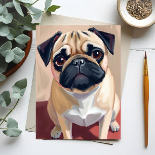 Pug Dog Pet Painting Postcard