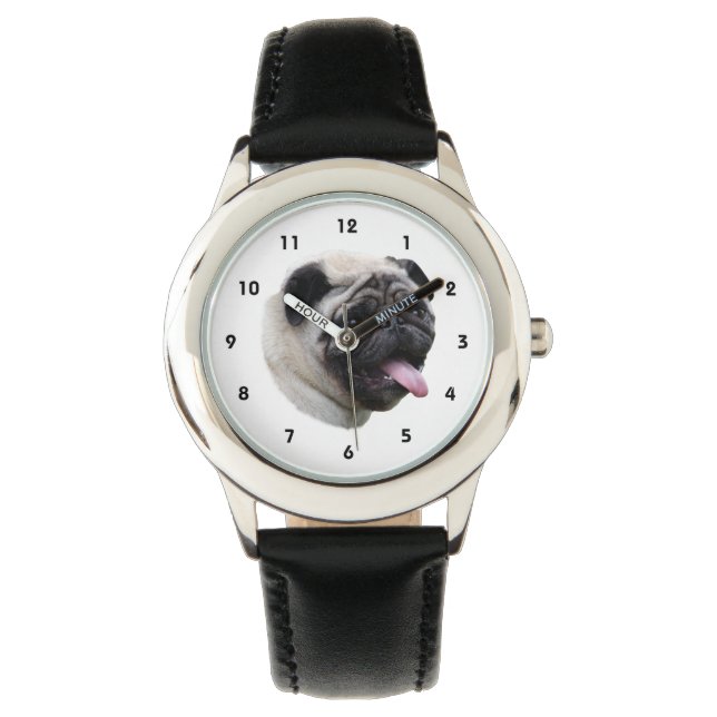 Pug dog pet photo portrait watch (Front)