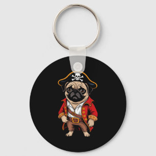 Pug Dog Pirate Shirt Boys Kids Skull Halloween Cos Key Ring