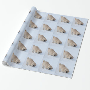 Pug Dog Playing the the Winter Snow Wrapping Paper