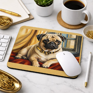 Pug Dog Portrait Pug Owner Gifts Mouse Mat