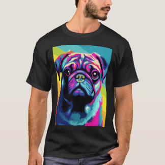 Pug dog portraits drawing. animal colourful. Anima T-Shirt