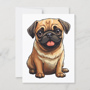 Pug dog postcard