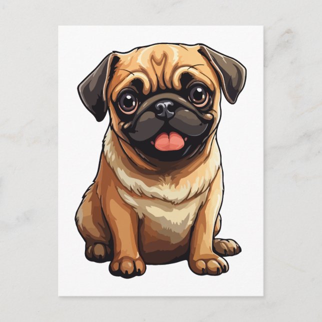 Pug dog postcard (Front)