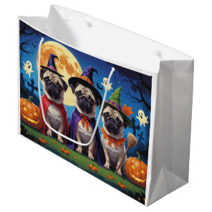 Pug Dog Pumpkin Halloween Funny  Large Gift Bag