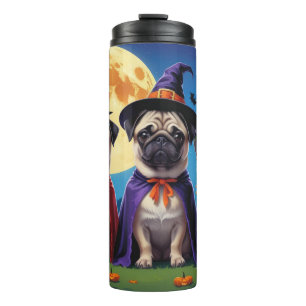 Pug Dog Pumpkin Halloween Funny Thermal Tumbler