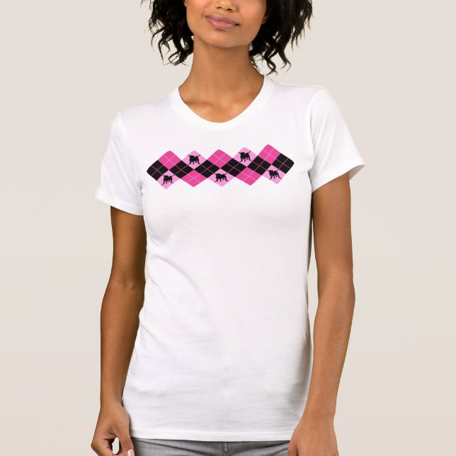 Pug Dog Punk Rock Argyle T-Shirt (Front)